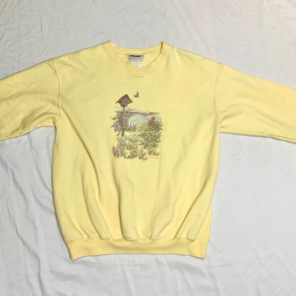 VTG 90s Northern Reflection Cottage Core Birdhouse Crewneck Sweatshirt Large - Picture 5 of 7